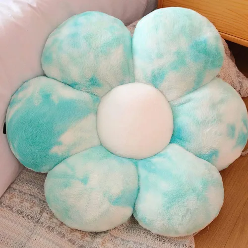 Lannery - Almohadas de felpa con flores, cojín de asiento para el suelo con diseño de flores, juguete para leer, habitación o ver la televisión Azul