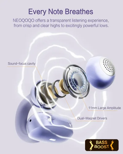 Miniatura 3 de A50 Auriculares de botón, auriculares Bluetooth 6.0 inalámbricos de oído abierto con comodidad sin peso de 5.3g, 48H de tiempo de reproducción, Oro