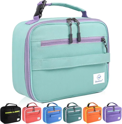 Miniatura 12 de Genteen Paquete de 2 bolsas de almuerzo suaves aisladas con doble cremallera, resistente, congelable y reutilizable para niños, hombres