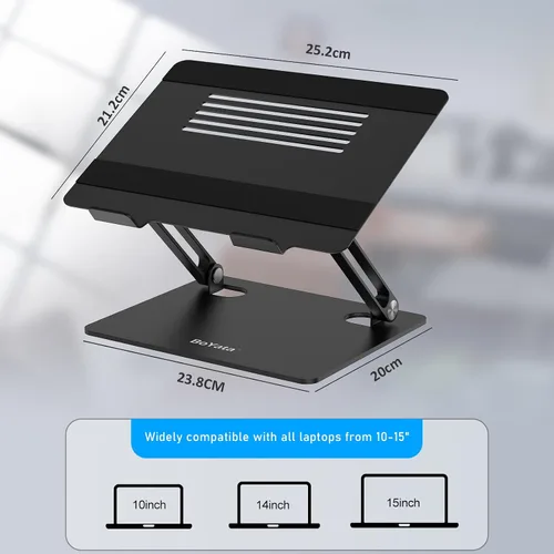 Miniatura 4 de BoYata Soporte para laptop, elevador ajustable para laptop con silicona deslizante y ganchos protectores, soporte para laptop de hasta 17 pulgadas