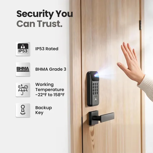 Miniatura 7 de Lockin Venoris Go – Cerradura inteligente – Cerradura de puerta de entrada sin llave de vena de palma – 5 métodos de desbloqueo, WiFi integrado