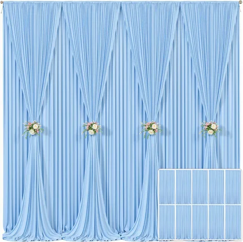 Miniatura 79 de Cortina de fondo beige de 10x10 para bodas y fiestas, cortina de fondo beige sin arrugas para fotos, cortinas de fondo para decoración de baby Gris