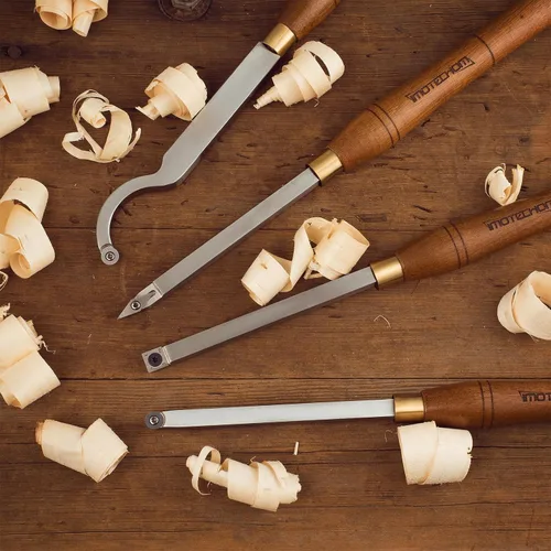 Miniatura 8 de Juego de 4 piezas de cinceles de torneado de madera con punta de carburo y hoja de acero inoxidable, en caja de madera Herramientas de torno de 4