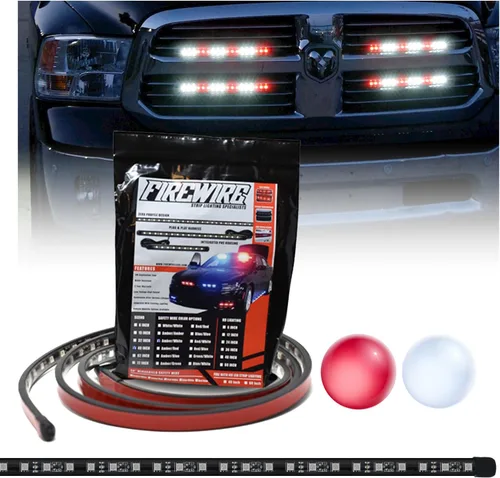 Miniatura 3 de Firewire Luces estroboscópicas de emergencia LED para camiones Kit de rejilla delantera de iluminación de vehículo de seguridad azul y blanco