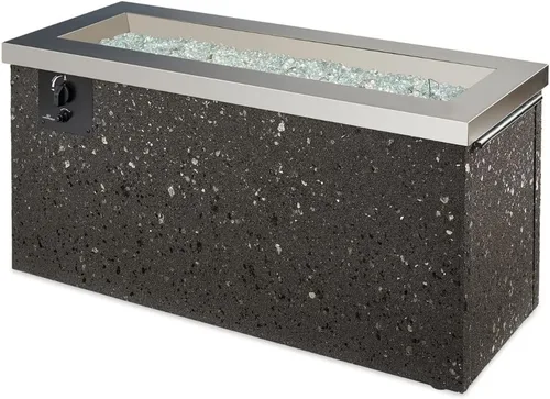Miniatura 5 de Outdoor GreatRoom Co - Mesa para fogata de gas Key Largo para patio exterior, mesa rectangular de acero inoxidable de 48 pulgadas, base de estuco