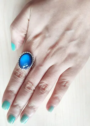 Miniatura 3 de 2 anillos ovalados para el estado de ánimo, estilo retro, ajustable, para amantes y amigos, talla única
