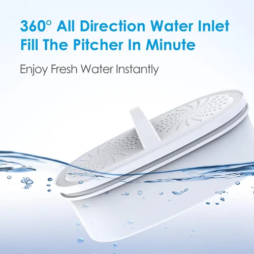 Miniatura 8 de Waterdrop Jarra de filtro de agua de larga duración de 200 galones de 10 tazas con 1 filtro, certificado NSF, 5 veces su vida útil, reduce Azul