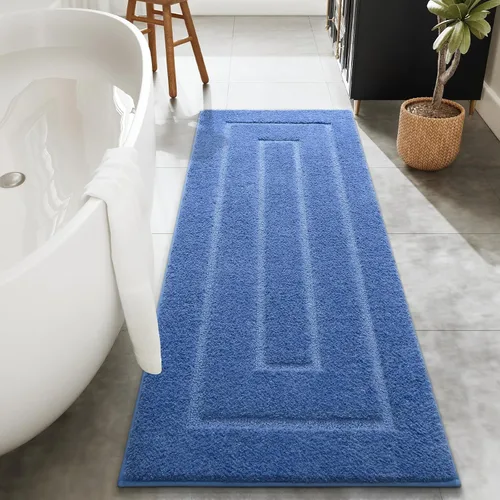 Miniatura 41 de HOMORE Alfombra de baño gris de 24 x 60 pulgadas, suave, absorbente, alfombra de pasillo de baño lavable, alfombras largas antideslizantes