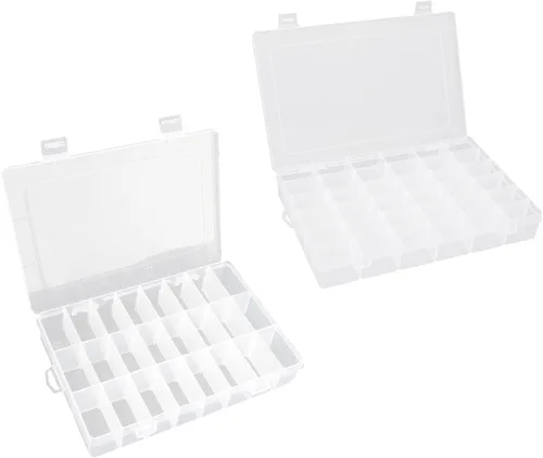 Miniatura 11 de OALCQ Caja organizadora de plástico de 24 rejillas con divisores, caja organizadora de cuentas para manualidades, caja organizadora de aretes