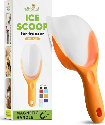 Miniatura 10 de Spring Chef Pala magnética para hielo para congelador, pala de hielo translúcida de plástico flexible sin BPA con mango de agarre suave, pala