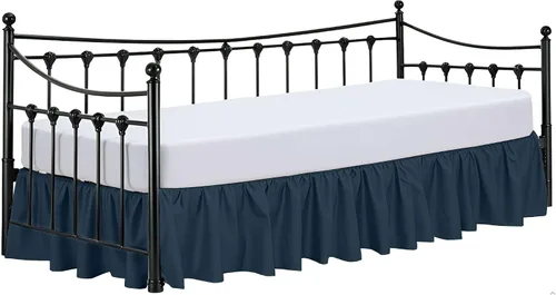 Miniatura 28 de Ready To Rest Falda para cama nido individual de 12 pulgadas de caída, faldas de cama estilo plisado para camas nido, esquinas divididas con Blanco