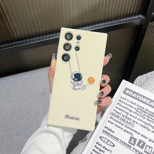 Miniatura 19 de Yonds Queen para Samsung Galaxy S21 Funda Linda, Diseño de Astronauta de Dibujos Animados, Espacio, Luna, Cohete, Elegante Cubierta Amortiguadora