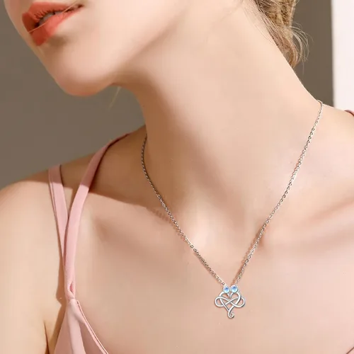 Miniatura 23 de Cadena de plata esterlina y dije de corazón y animal tierno con palabras grabadas, cadena de 18 pulgadas, para mujeres y niñas
