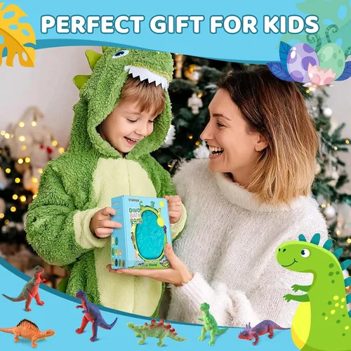 Miniatura 5 de Bombas de baño de dinosaurio para niños con juguetes en el interior, suaves y seguras, para niños de 3, 4, 5, 6, 7, 8, 9 años, regalo ideal