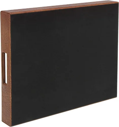 Miniatura 8 de HofferRuffer Bandeja rectangular de servir con asas con agujeros para mesa de café, desayuno, té, comida, bandeja de servicio para mostrador