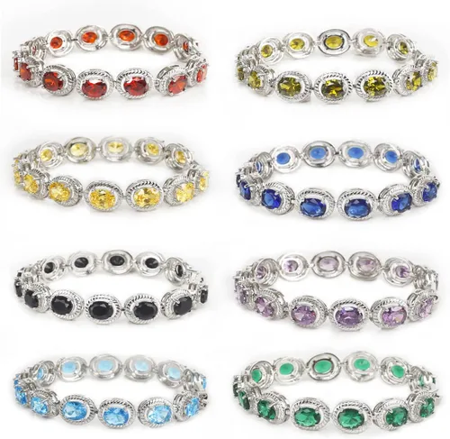 Miniatura 6 de Qingbin - Pulsera ovalada con circonita cúbica AAA+, pulsera clásica de tenis con circonita cúbica