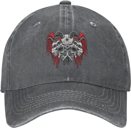 Miniatura 2 de Cowboy Hat Trendy Hats for Man and Women Djustable Four Season Outdoor Baseball Cap of Hell Skull with Angel Deep Heather