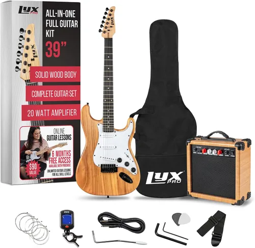 Miniatura 21 de LyxPro Kit completo de guitarra eléctrica de 39 pulgadas para principiantes, tamaño completo con amplificador de 20 W, el paquete incluye todos