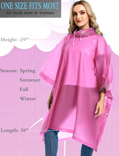 Miniatura 11 de Paquete de 2 ponchos de lluvia para adultos, reutilizables, impermeables, de supervivencia, emergencia, resistente, con capucha con cordón