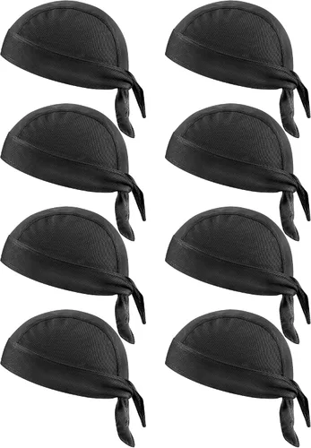 Foaincore Paquete de 8 gorros tipo casco con diseño de calavera para hombres, gorros Doo Rags que absorben el sudor, forro refrescante para casco,