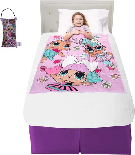 Franco L.O.L. Surprise - Manta con peso de felpa súper suave para niños, con perilla de puerta, 36 x 48 pulgadas, 4.5 libras, L.O.L. Surprise