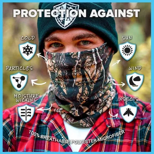 Miniatura 2 de SA Company Neck Gaiter 5 Pack Sun Protection Balaclava Multi Use and Stylish Face Mask Reusable Light Ski Mask