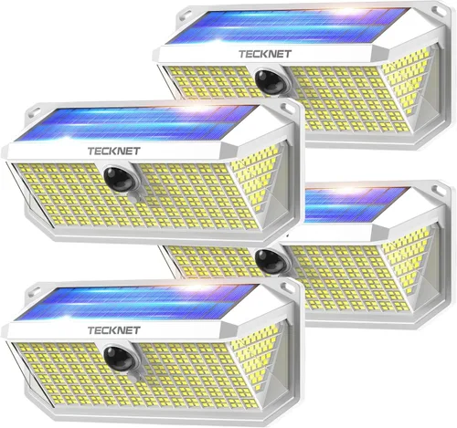 Miniatura 8 de TECKNET Luces Solares Súper Brillantes para Exteriores Paquete de 3, 2×231 LED y 1×416 LED, Ángulo de 300° y 3 Modos de Iluminación con Sensor