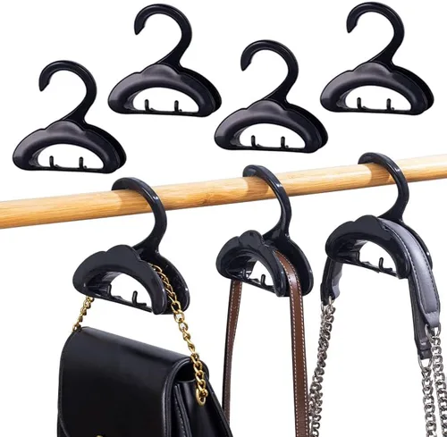 BetterJonny 4 ganchos organizadores de plástico para bolsos, color negro, 4.33 x 4.33 x 1.45 pulgadas, ahorro de espacio, adecuado para armario,
