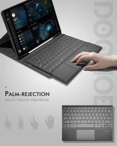 Miniatura 3 de Doohoeek Funda de teclado para Samsung Galaxy Tab S10 Lite de 10.9 pulgadas 2025 / S10 FE / S9 FE / S9, teclado Bluetooth con trackpad