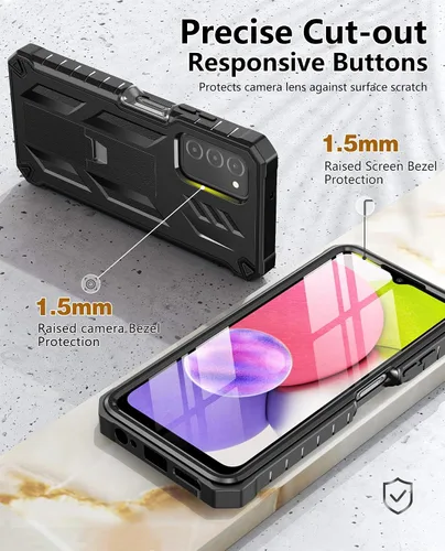 Miniatura 5 de SOiOS Funda para teléfono Samsung Galaxy A03S: Soporte duro integrado y protector táctil Militar a prueba de golpes TPU resistente suave resistente