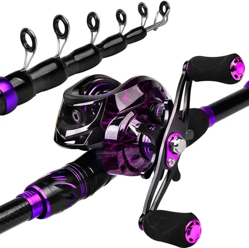 Miniatura 2 de Combo de caña de pescar y carrete – Caña telescópica Spincast de 6.9 pies con combos de carrete de lanzamiento para zurdos – Juego de aparejos de R