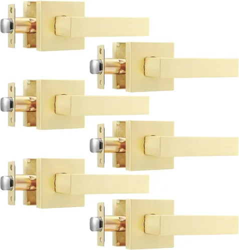 Miniatura 34 de Leydebong Paquete de 2 pomos de puerta de entrada con llave igual, pomo de puerta con cerradura y llave, manijas de puerta doradas para exterior e