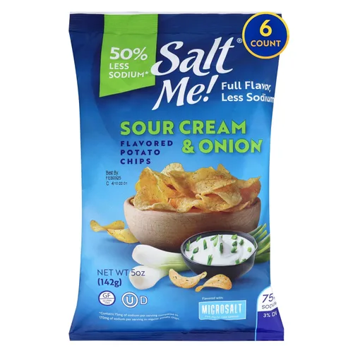 Miniatura 8 de SaltMe! Paquete variado de 4 sabores, 50% bajo en sal, Kosher, sin OMG, Better for You, Original-BBQ-SC & Onion-Ched & Sour Cream 5 onzas, paquete