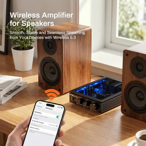 Miniatura 3 de Amplificador estéreo inalámbrico P60 para altavoces pasivos, 300 W x 2 TPA3255 2 canales Mini clase D amplificador de audio para el hogar con PFFB