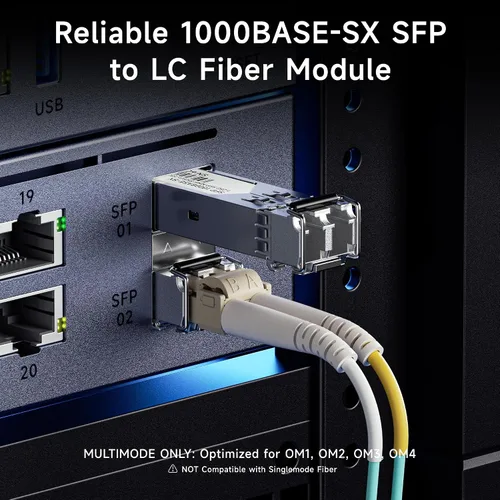 Miniatura 2 de Cable Matters Paquete de 2 módulos transceptores de fibra multimodo 1G 1000BASE-SX SFP a LC, 1.25G, 800 nm, fibra MMP hasta 1,640.4 ft para Cisco
