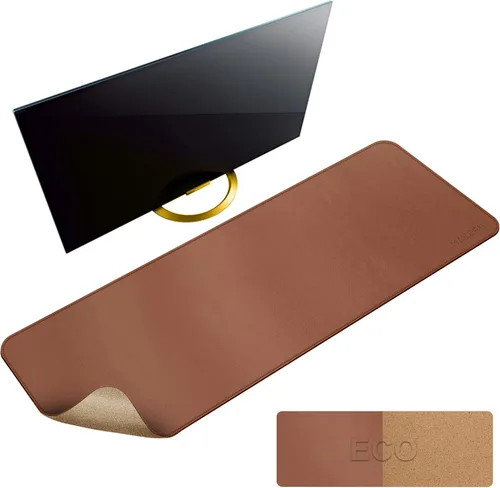Miniatura 53 de MAIDERN Cubierta de mesa estrecha de 39.4" x 7.9", tapete reversible de cuero y corcho para mesa consola, protector de mesa largo y delgado
