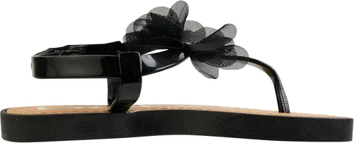 Miniatura 4 de bebe Sandalias para niñas zapatos de vestir planos de verano con punta abierta, sandalias con hebilla a presión con diseño de flores de gasa y suela