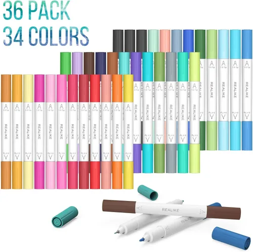 Miniatura 2 de REALIKE Bolígrafos de doble punta compatibles con Cricut Joy/Xtra Accessories Tools Marcadores de doble punta, juego de 36 bolígrafos surtidos de 36