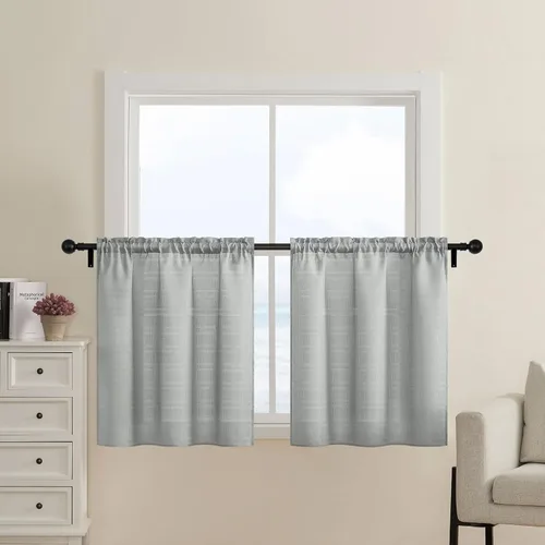 Miniatura 12 de Home Queen Cortinas de baño repelentes al agua para ventana pequeña, cortinas cortas de media ventana, bolsillo para barra de 2 pulgadas, 30