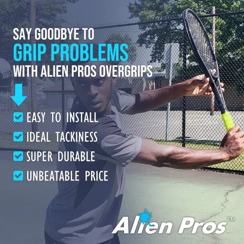 Miniatura 3 de Alien Pros - Cinta de agarre para raqueta de tenis (6, 12 o 60 agarres), agarre de tenis precortado y con sensación seca, cinta de agarre