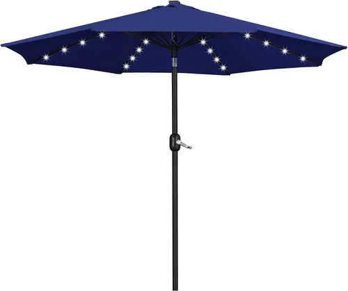 Miniatura 28 de Yaheetech - Paraguas de 9 pies con energía solar para patio - Paraguas de mesa de mercado con protección UV, 32 luces LED y botón de inclinación