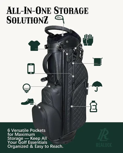 Miniatura 3 de Bolsa de golf de piel sintética para hombres, bolsas de golf con divisores de longitud completa de 14 vías, parte superior de felpa de lujo 2026