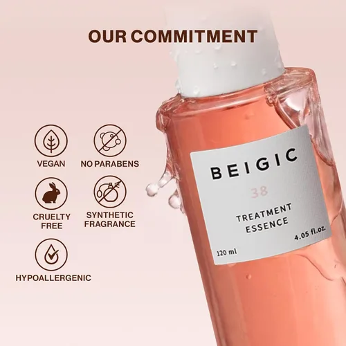 Miniatura 9 de BEIGIC Treatment Essence - Esencia facial hidratante para una textura de piel radiante y suave con péptidos veganos y niacinamida para piel