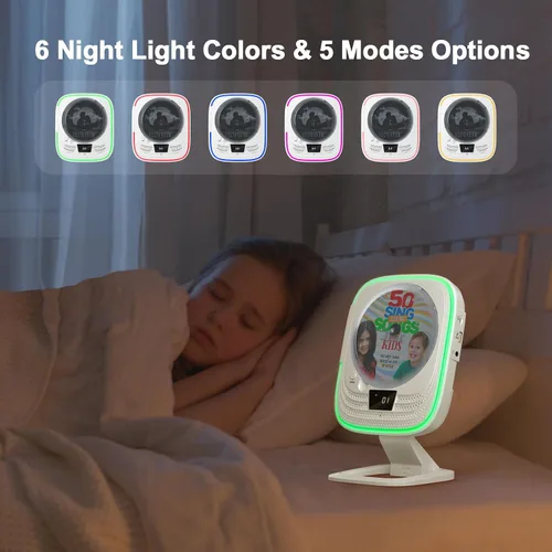 Miniatura 5 de Reproductor de CD portátil Bluetooth 5.0 Boombox HiFi Altavoces estéreo, radio FM con control remoto, luces LED, TF/USB, conector para auriculares