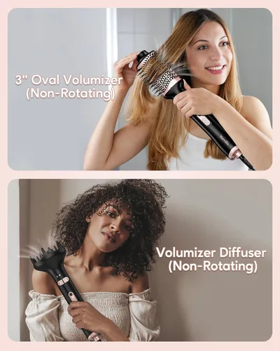 Miniatura 2 de Terviiix - Cepillo de aire caliente 4 en 1, estilizador de 1000 W con 2 cepillos redondos giratorios Volumizing Blowout Styler to Finish