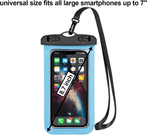 Miniatura 2 de Famoby Paquete de 6 bolsas impermeables universales multicolor de hasta 8.3 pulgadas, funda impermeable para teléfono, nivel de protección: IP68