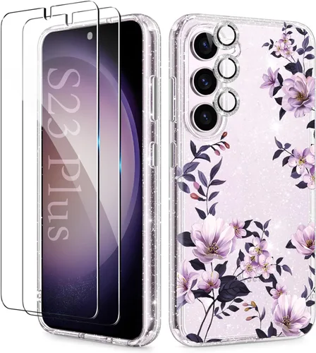 Miniatura 17 de KIOMY Funda transparente con purpurina para Samsung Galaxy S23 5G con protector de lente de cámara Diamond Sparkle y 2 paquetes de protectores