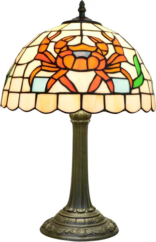Miniatura 23 de Tiffany - Lámpara de mesa con vitrales de 12 pulgadas, hoja de uva verde, estilo Tiffany, lámpara vintage Nouveau para dormitorio, sala de estar