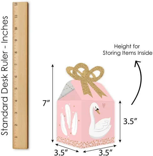 Miniatura 6 de Big Dot of Happiness Swan Soiree - Cajas de regalo cuadradas - Cajas de lazo de cisne blanco para baby shower o fiesta de cumpleaños - Juego de 12