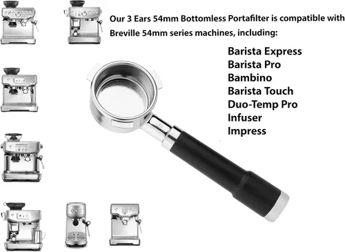 Miniatura 3 de LILQ Portafiltro sin fondo desnudo de 54 mm compatible con Breville Barista Express, Barista Pro, Bambino y más – Incluye cesta de 18-20 g